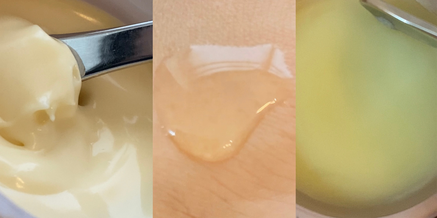 Three close-up images of Anara Skincare Radiance Moisturiser, Replenishing Face Oil and Cleanse & Nourish Night Balm