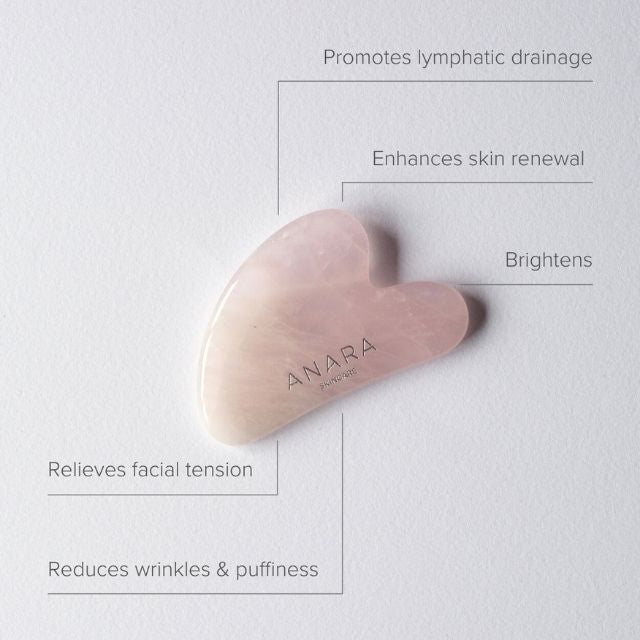 
                  
                    Anara Skincare Rose Quartz Gua Sha with skin benefits
                  
                