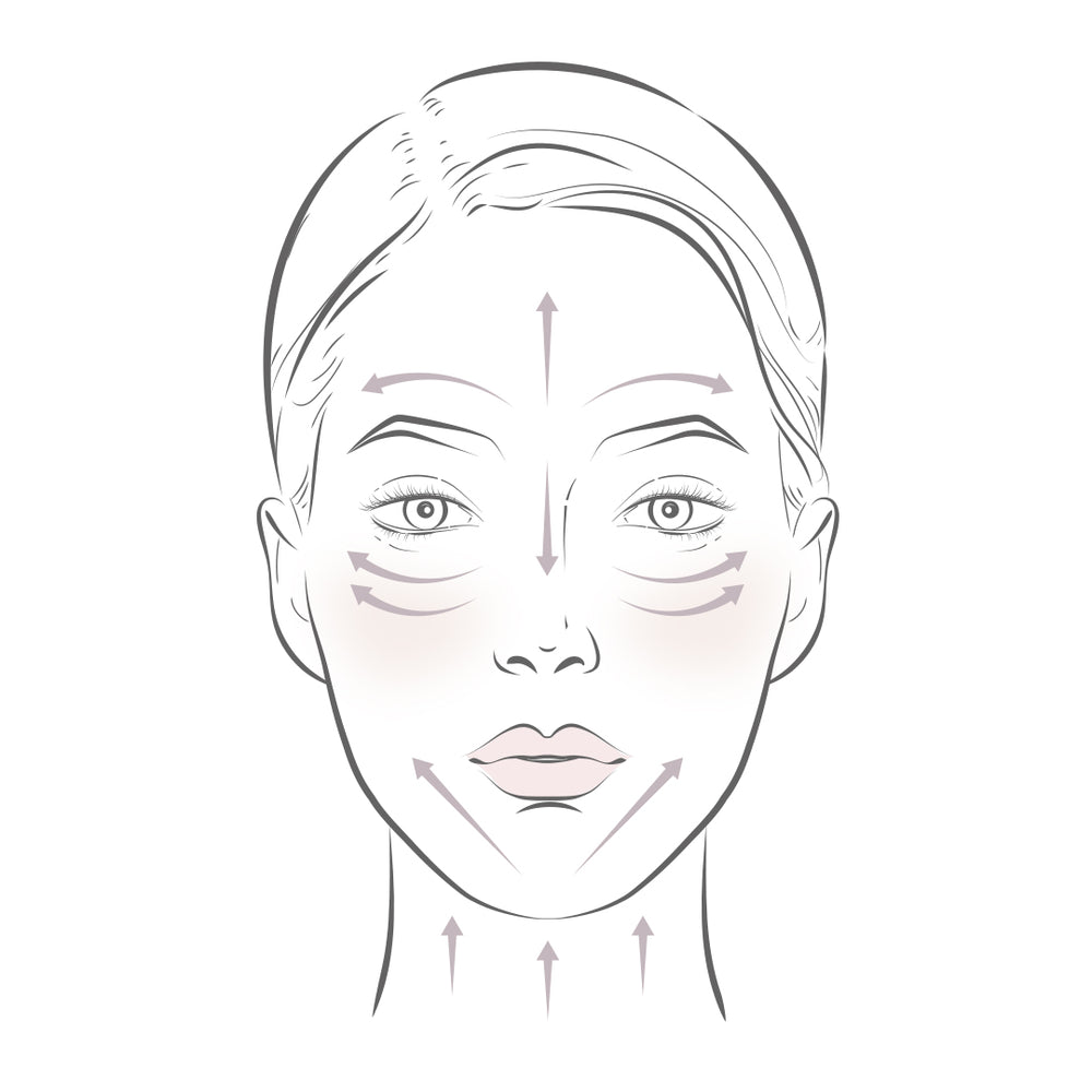 
                  
                    Face showing instructions of how to use the Anara Rose Quartz Gua Sha
                  
                