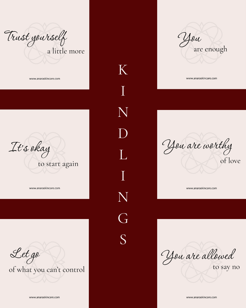 
                  
                    Collage of Kindling cards with inspirational quotes on a dark red background
                  
                