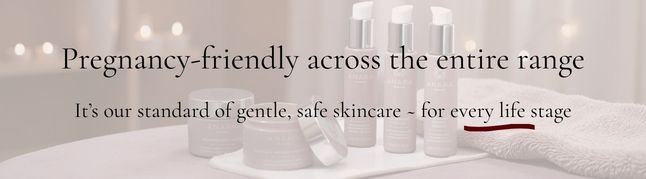 Anara Skincare products with text about the range being pregnancy-friendly as the standard for gentle, safe skincare
