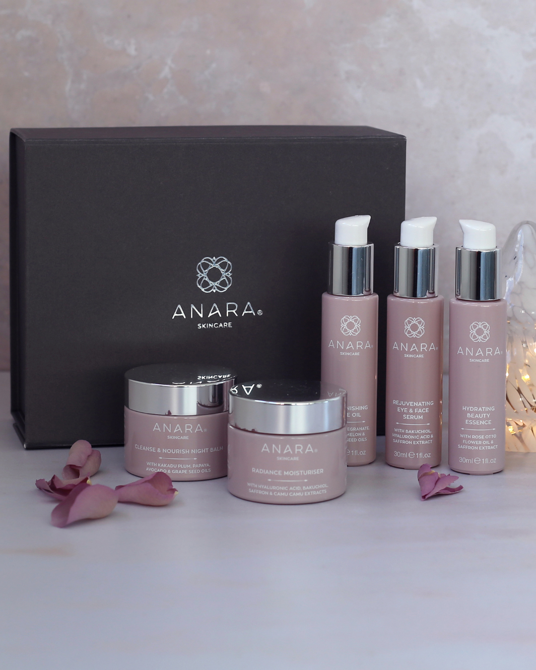 The Full Anara Skincare range with Anara branded magnetic gift box
