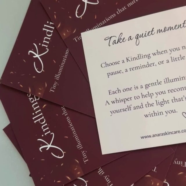 Video of Anara Skincare Kindlings cards spanning